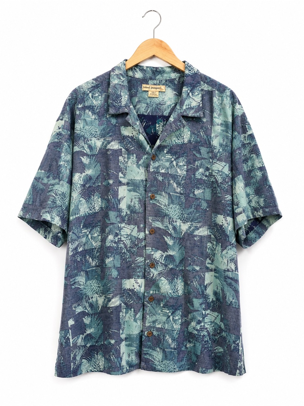 Island Passport Men’s 3XLT Tropical Hawaiian Shirt Blue Green Rayon